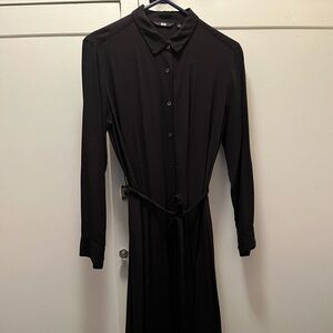 Maxi Dress - Black, Button Down